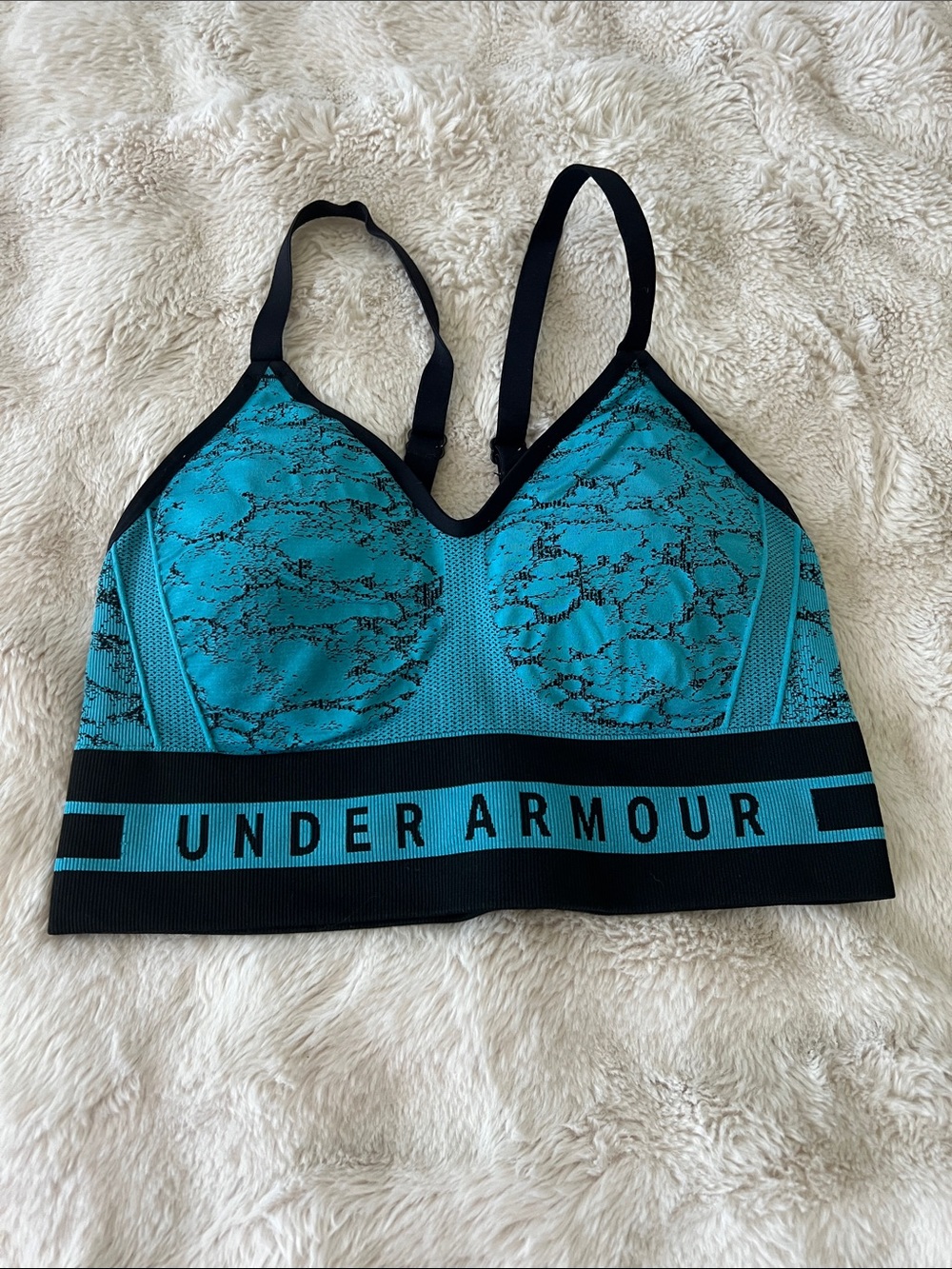 Under Armour Teal & Black Seamless Support Sports Bra